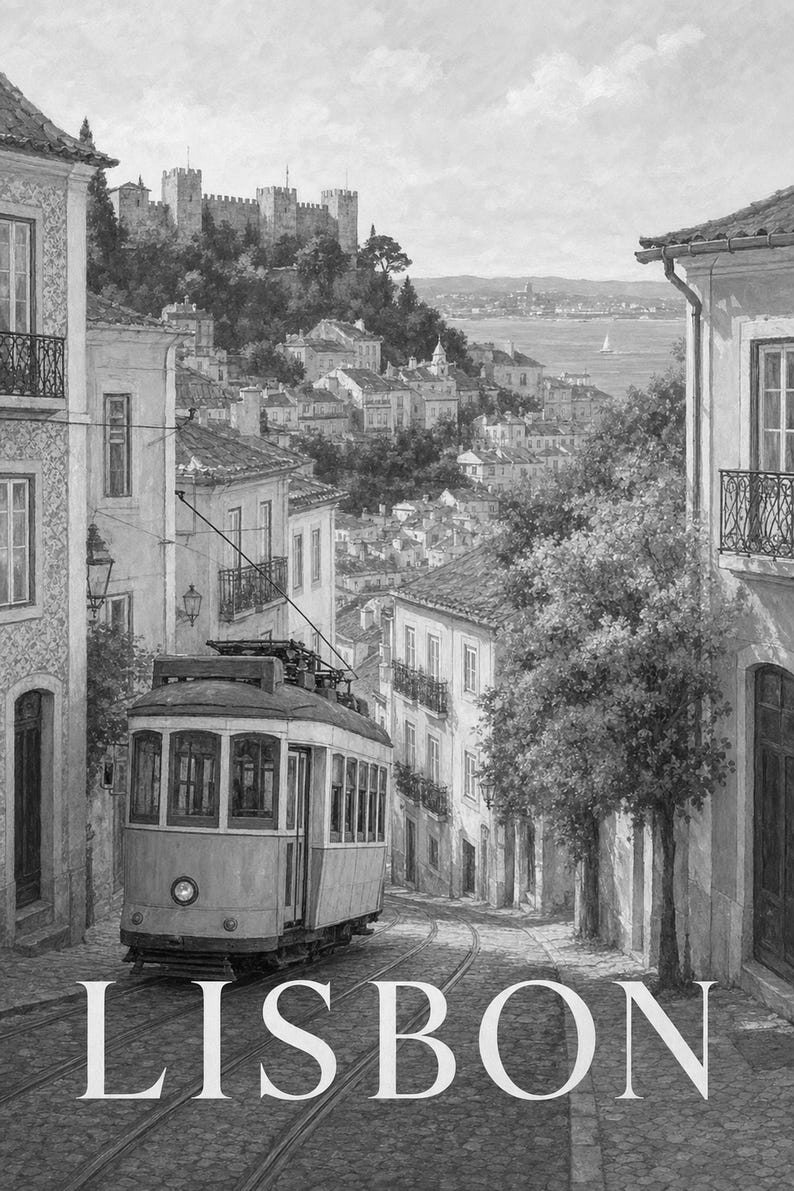 Lisbon Travel Poster | Soft Painting Portugal Wall Art | Named City Art Print | Printed & Shipped image 10