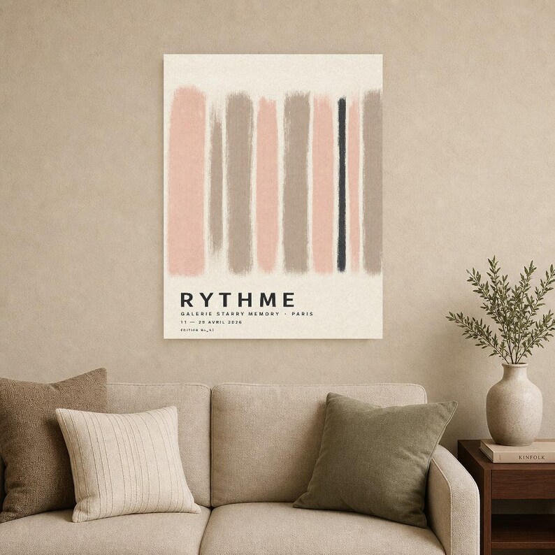 Rytm | Abstrakcyjna sztuka ścienna | Nowoczesny plakat galeryjny | Minimalistyczny wydruk | Wydruk i wysyłka zdjęcie 9