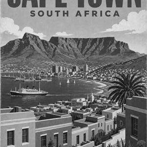 Kapstadt-Reiseposter | Vintage-Druck des Tafelbergs | Wandbild aus Südafrika | Gedruckt & Versand Bild 10