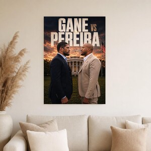 Póster Gane vs Pereira | Noche de pelea en la Casa Blanca de UFC 2026 | Impresión de arte de pared cara a cara de MMA ? Decoración de lucha imagen 4