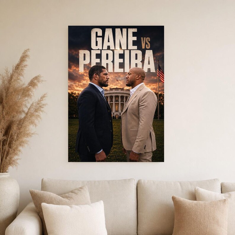 Póster Gane vs Pereira | Noche de pelea en la Casa Blanca de UFC 2026 | Impresión de arte de pared cara a cara de MMA ? Decoración de lucha imagen 4
