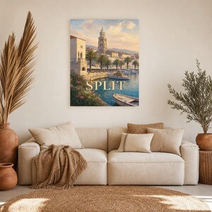 Split Travel Poster | Soft Painting Croatia Wall Art | Named City Coastal Print | Printed & Shipped image 7