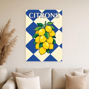 Lemon Kitchen Wall Art Print | Retro Bistro Citrus Poster | French Maximalist Kitchen Print | Dining Room Decor image 2