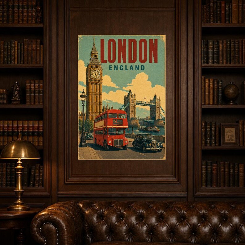 London Travel Poster | Vintage Big Ben Print | England Wall Art | Printed & Shipped image 5