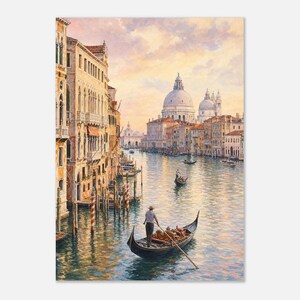 Venice Travel Poster | Soft Painting Italy Wall Art | Grand Canal Gondola Coastal Print | Printed & Shipped image 12