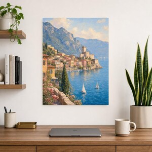 Lake Garda Travel Poster | Soft Painting Italy Wall Art | Italian Lake Malcesine Print | Printed & Shipped image 8