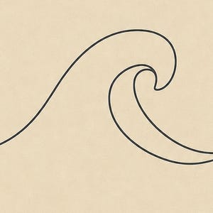 Väggkonsttryck med havsvågor på en linje | Minimalistisk linjekonsttryck | Abstrakt vågposter | Japandi beige kustdekor | Skandinavisk bild 3