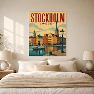 Stockholm Travel Poster | Vintage Old Town Print | Sweden Wall Art | Printed & Shipped image 6