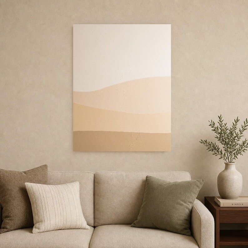 Cream Ecru Minimalist Abstract Wall Art | Soft Dune Texture Poster | Above Sofa Neutral Print image 9