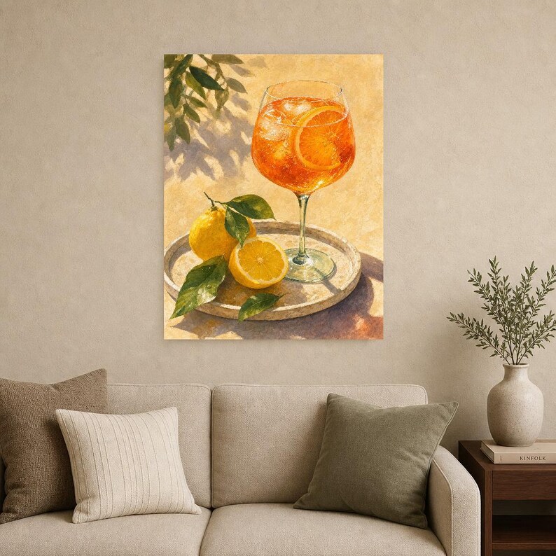 Orange Spritz Lemon Wall Art | Bright Aperitivo Food Still Life Poster | Kitchen Wall Art Print | Bar Cart Decor image 9