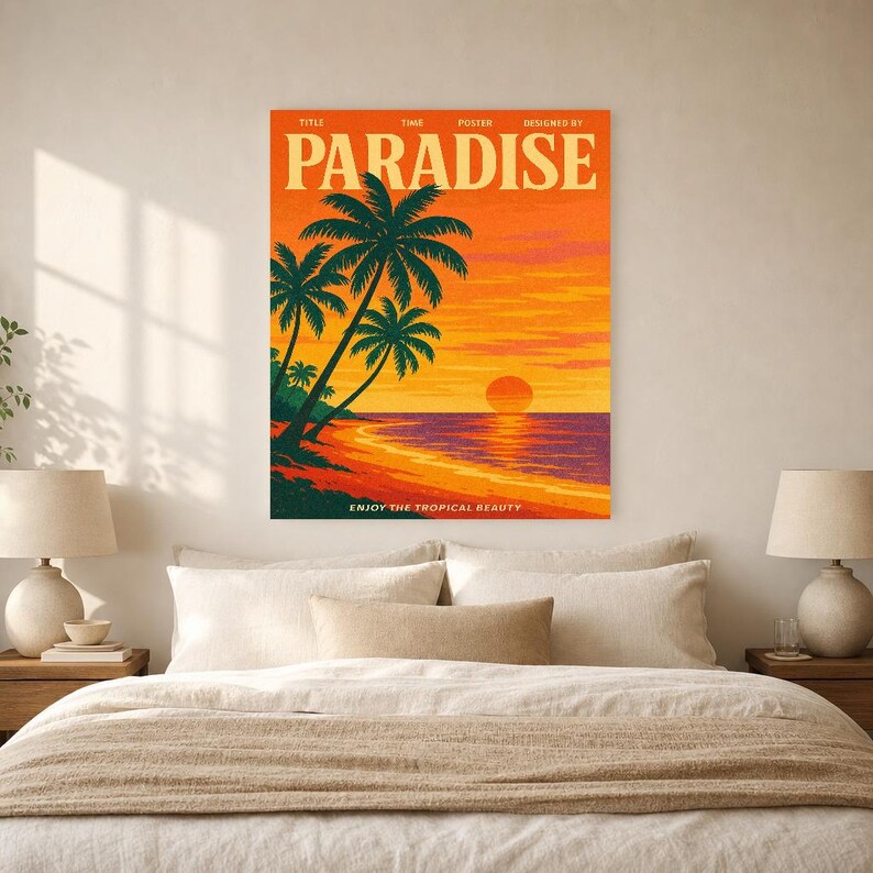 Paradise Retro Poster | Vintage 70s Wall Art Print | Aesthetic Magazine Print | Mid Century Retro Decor Gift image 9
