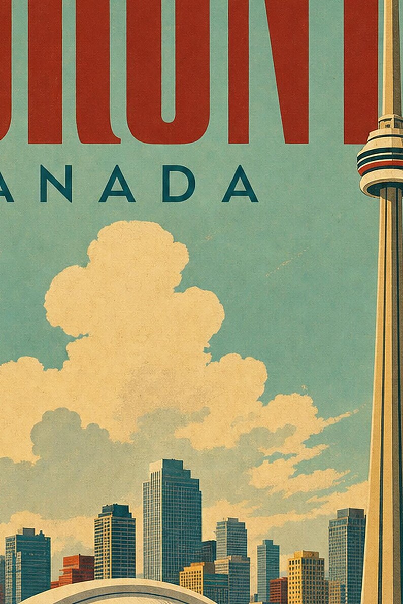 Toronto-Reiseposter | Vintage-Druck des CN Tower | Wandbild für Kanada | Gedruckt & Versand Bild 3