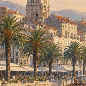 Split Travel Poster | Soft Painting Croatia Wall Art | Named City Coastal Print | Printed & Shipped image 3