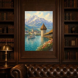 Reiseposter Vierwaldstättersee | Wandbild Schweiz (weiche Malerei) | Kunstdruck eines Sees in den Schweizer Alpen | Gedruckt & Versand Bild 5