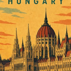 Budapest Travel Poster | Vintage Parliament Print | Hungary Wall Art | Printed & Shipped image 3