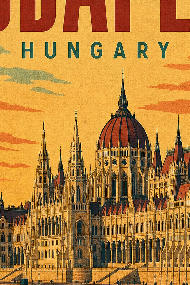 Budapest Travel Poster | Vintage Parliament Print | Hungary Wall Art | Printed & Shipped image 3