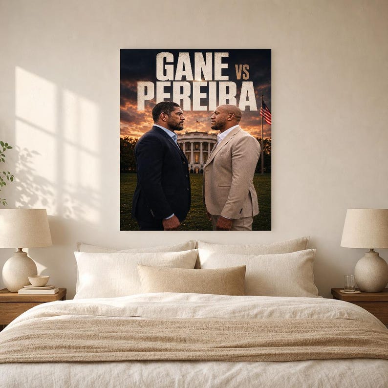 Póster Gane vs Pereira | Noche de pelea en la Casa Blanca de UFC 2026 | Impresión de arte de pared cara a cara de MMA ? Decoración de lucha imagen 6