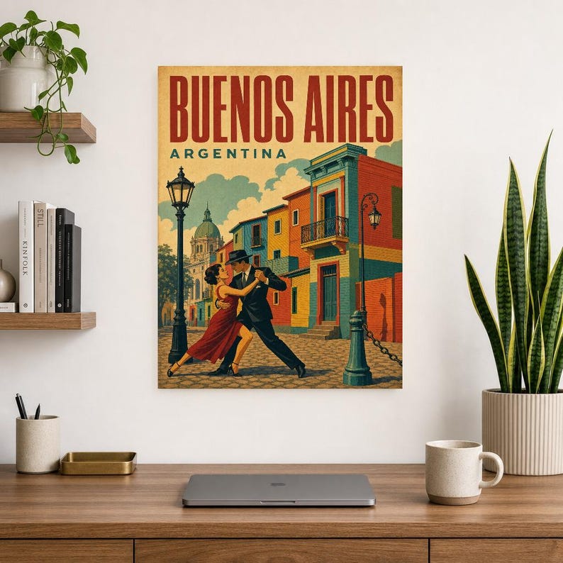 Buenos Aires Travel Poster | Vintage Caminito Print | Argentina Wall Art | Printed & Shipped image 8