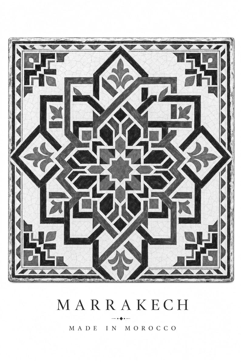 Marrakech Zellige Tile Wall Art Print | Moroccan Geometric Star Poster | Blue Green Maiolica Print | Boho Mediterranean Decor | Morocco Gift image 12