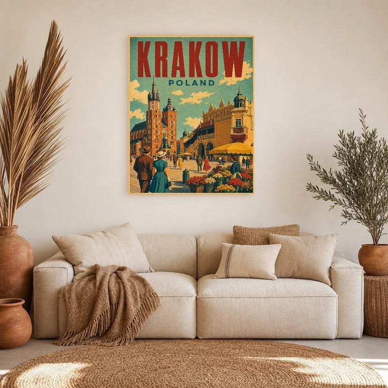 Krakow Travel Poster | Vintage Old Square Print | Poland Wall Art | Printed & Shipped image 7