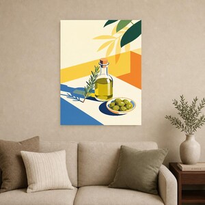 Mediterraner Olivenöl-Küchendruck | Dolce Vita Italienischer Wandkunstdruck | Esszimmer-Sommerdekoration Bild 12