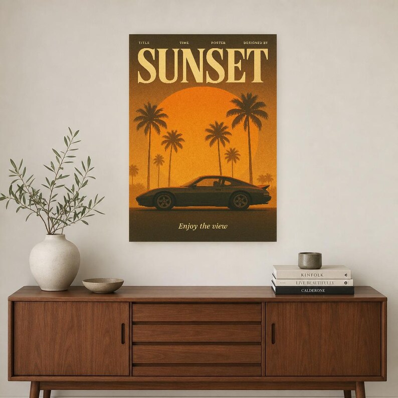 Sunset Retro Poster | Vintage 70s Wall Art Print | Aesthetic Magazine Print | Mid Century Retro Decor Gift image 3