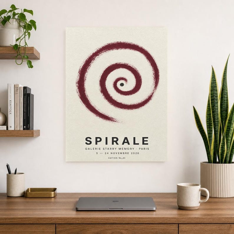 Spiraal | Abstracte muurkunst | Moderne galerijposter | Minimalistische print | Gedrukt en verzonden afbeelding 8