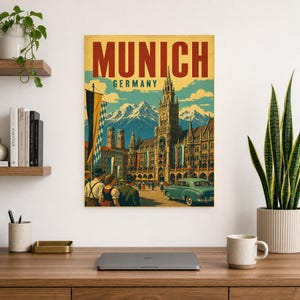 Munich Travel Poster | Vintage Old Town Print | Germany Wall Art | Printed & Shipped image 8