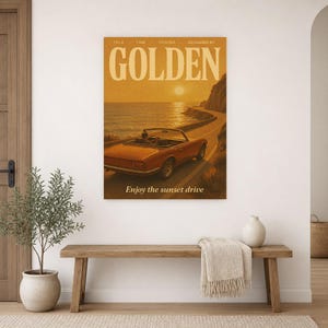 Póster retro dorado | Impresión de arte de pared vintage de los años 70 | Impresión de revista estética ? Regalo de decoración retro de medi imagen 14
