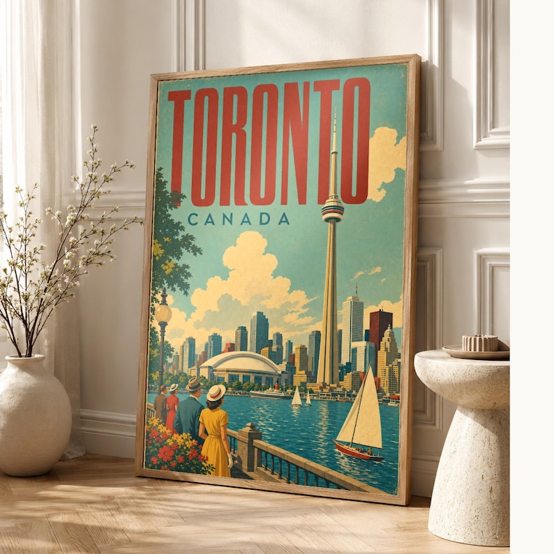 Toronto-Reiseposter | Vintage-Druck des CN Tower | Wandbild für Kanada | Gedruckt & Versand Bild 1