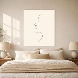 One Line Woman Face Wall Art Print | Minimalist Line Art Print | Abstract Female Profile Poster | Ivory Bedroom Decor | Line Drawing image 6