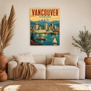 Vancouver Travel Poster | Vintage Harbor Print | Canada Wall Art | Printed & Shipped image 7
