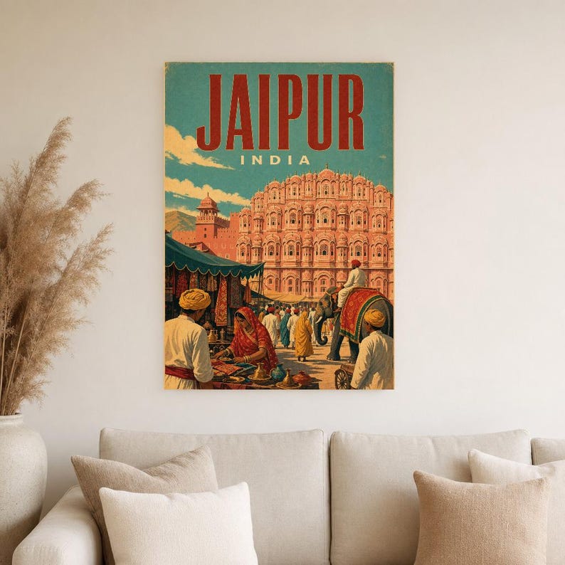 Jaipur Travel Poster | Vintage Pink City Print | Indian Wall Art | Printed & Shipped image 4
