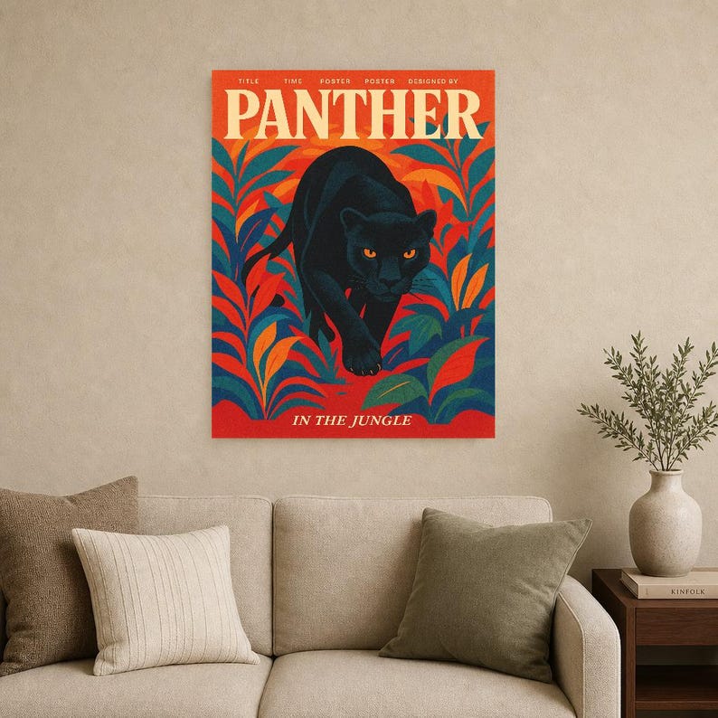 Panther Retro Poster | Vintage 70s Wall Art Print | Aesthetic Magazine Print | Mid Century Retro Decor Gift image 12