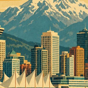 Vancouver Travel Poster | Vintage Harbor Print | Canada Wall Art | Printed & Shipped image 3