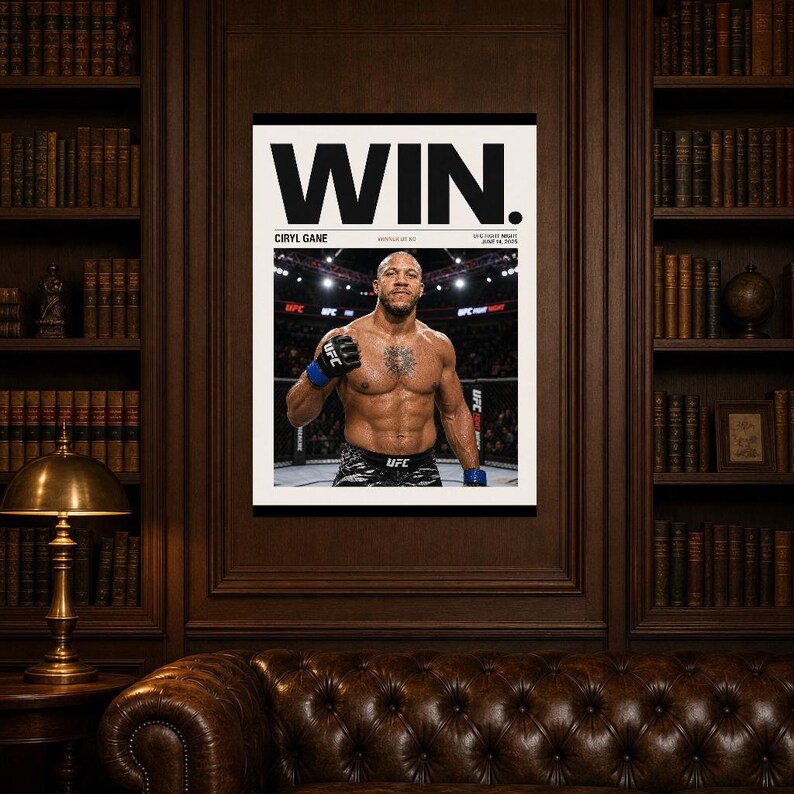 Ciryl Gane Poster | UFC Fight Night Gewinner MMA Wand kunstdruck | Achteckiges schweres Dekor Bild 5