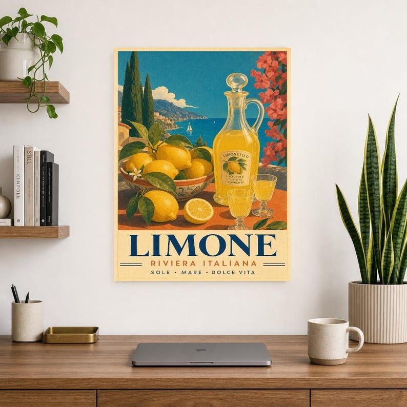 Italian Lemons Wall Art Print | Limoncello Kitchen Print | Amalfi Lemon Poster | Vintage Dolce Vita Decor | Mediterranean Citrus Art image 8