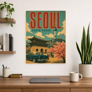 Pôster de viagem de Seul | Impressão vintage de palácio | Arte de parede da Coreia do Sul | Impresso e enviado imagem 8