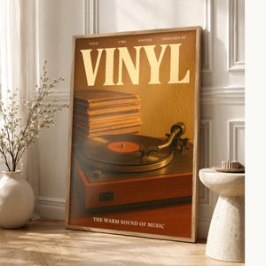 Vinyl Retro Poster | Vintage 70s Wall Art Print | Aesthetic Magazine Print | Mid Century Retro Decor Gift image 1