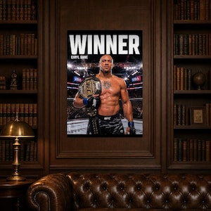Ciryl Gane Champion Poster | UFC Heavyweight Belt MMA Wall Art Print | Fight Night Decor image 5