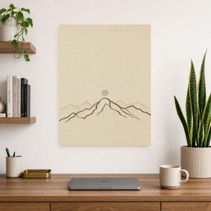 Neutral Gallery Wall Set Japandi Wall Art Print | Sand Beige Mountain Line | Wabi Sabi Minimal Print image 8