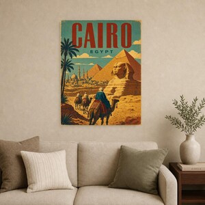 Kairo-Reiseposter | Vintage-Pyramiden-Druck | Ägyptische Wandkunst | Gedruckt & Versand Bild 9