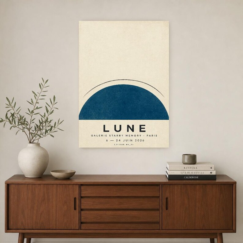 Moon | Abstract Wall Art | Modern Gallery Poster | Minimalist Print | Printed & Shipped image 2