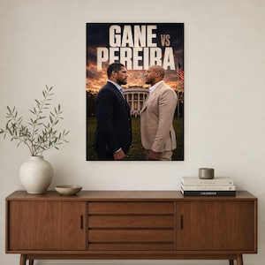 Póster Gane vs Pereira | Noche de pelea en la Casa Blanca de UFC 2026 | Impresión de arte de pared cara a cara de MMA ? Decoración de lucha imagen 2