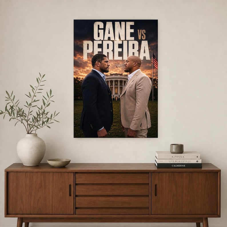 Póster Gane vs Pereira | Noche de pelea en la Casa Blanca de UFC 2026 | Impresión de arte de pared cara a cara de MMA ? Decoración de lucha imagen 2