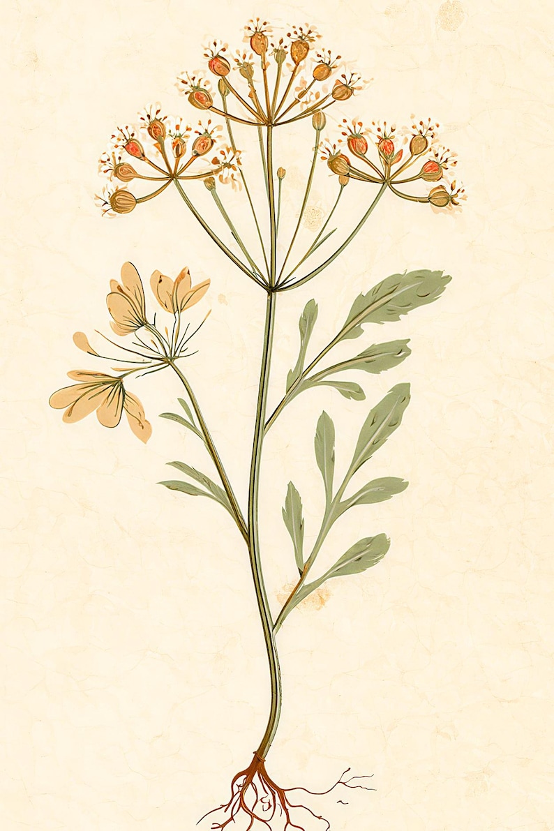 Sepia Vintage Botanical Wall Art | Antique Herbal Engraving Poster | Cottagecore Specimen Print image 3