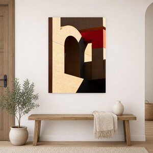 Arte mural de arquitectura brutalista | Póster de arco de hormigón cálido | Lámina geométrica minimalista de mediados de siglo imagen 9