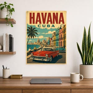 Havana Travel Poster | Vintage 1950s Malecon Print | Retro Cuba Wall Art Print | Mid Century City Decor image 8