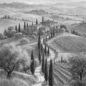 Toscane reisposter | Zachte schildering Italië muurdecoratie | Print van het Toscaanse platteland | Gedrukt en verzonden afbeelding 10