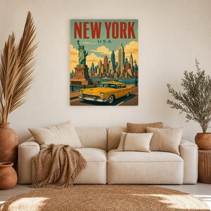 New York Travel Poster | Vintage Skyline Print | USA Wall Art | Printed & Shipped image 7